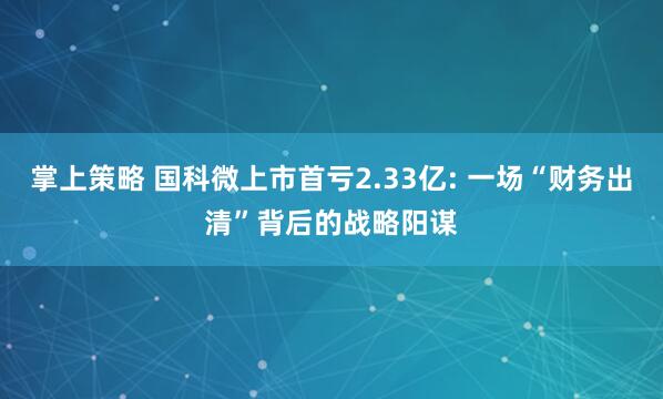 掌上策略 国科微上市首亏2.33亿: 一场“财务出清”背后的战略阳谋