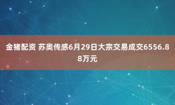 金猪配资 苏奥传感6月29日大宗交易成交6556.88万元